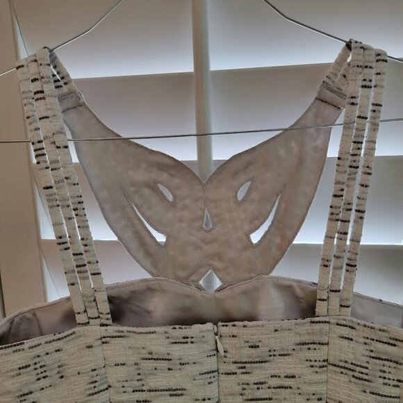 Laundry Shelli Segal Size 4 Halter Neck Sparkle Gray Heather Pencil Dress - Picture 5 of 8